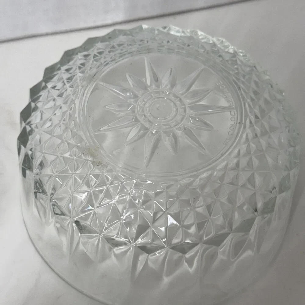 Arcoroc France Clear Glass Desert Bowls Diamond Starburst Pattern 5” Lot Of 3